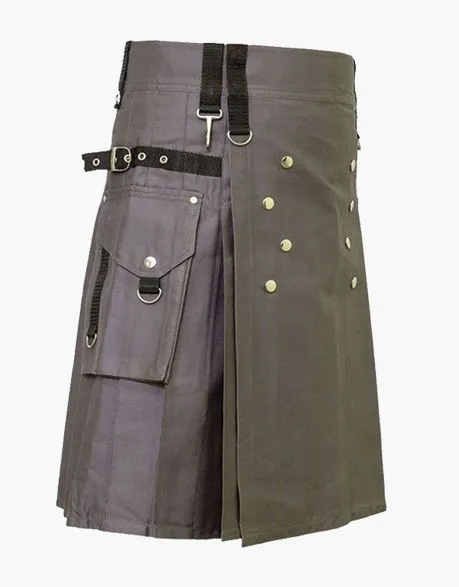 CHARMING GREY UTILITY KILT WITH STUDS