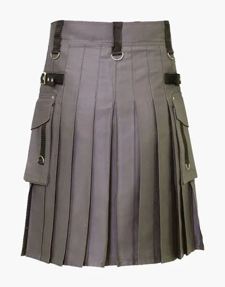 CHARMING GREY UTILITY KILT WITH STUDS