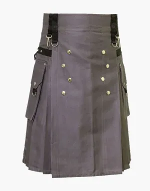 CHARMING GREY UTILITY KILT WITH STUDS