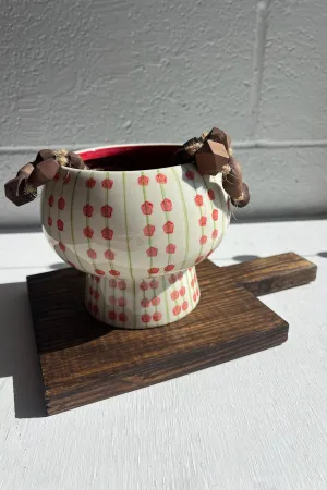 Charming Hand-Painted Stoneware Planter