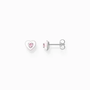 Charming Heart With Pink Stone Ear Studs H2268-041-9