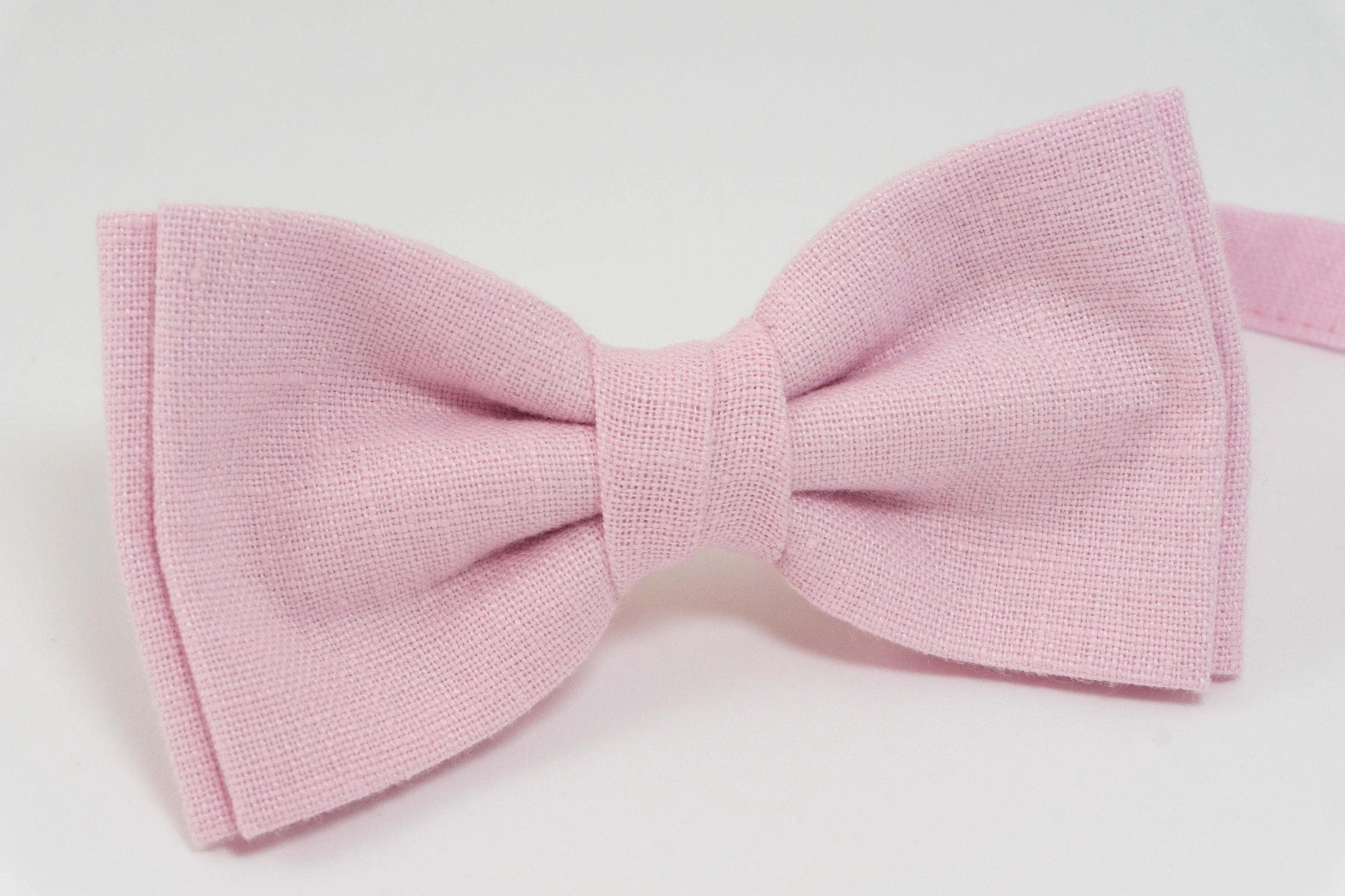 Charming Pink Linen Bow Tie - Perfect for Weddings and Elegant Events