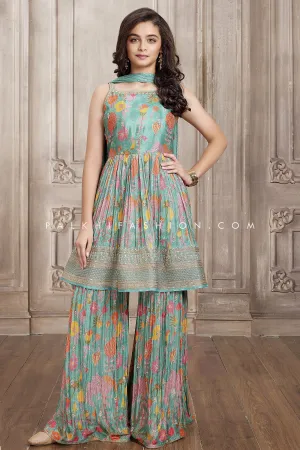 Charming Sage Green Palazzo Outfit With Attractive Designs