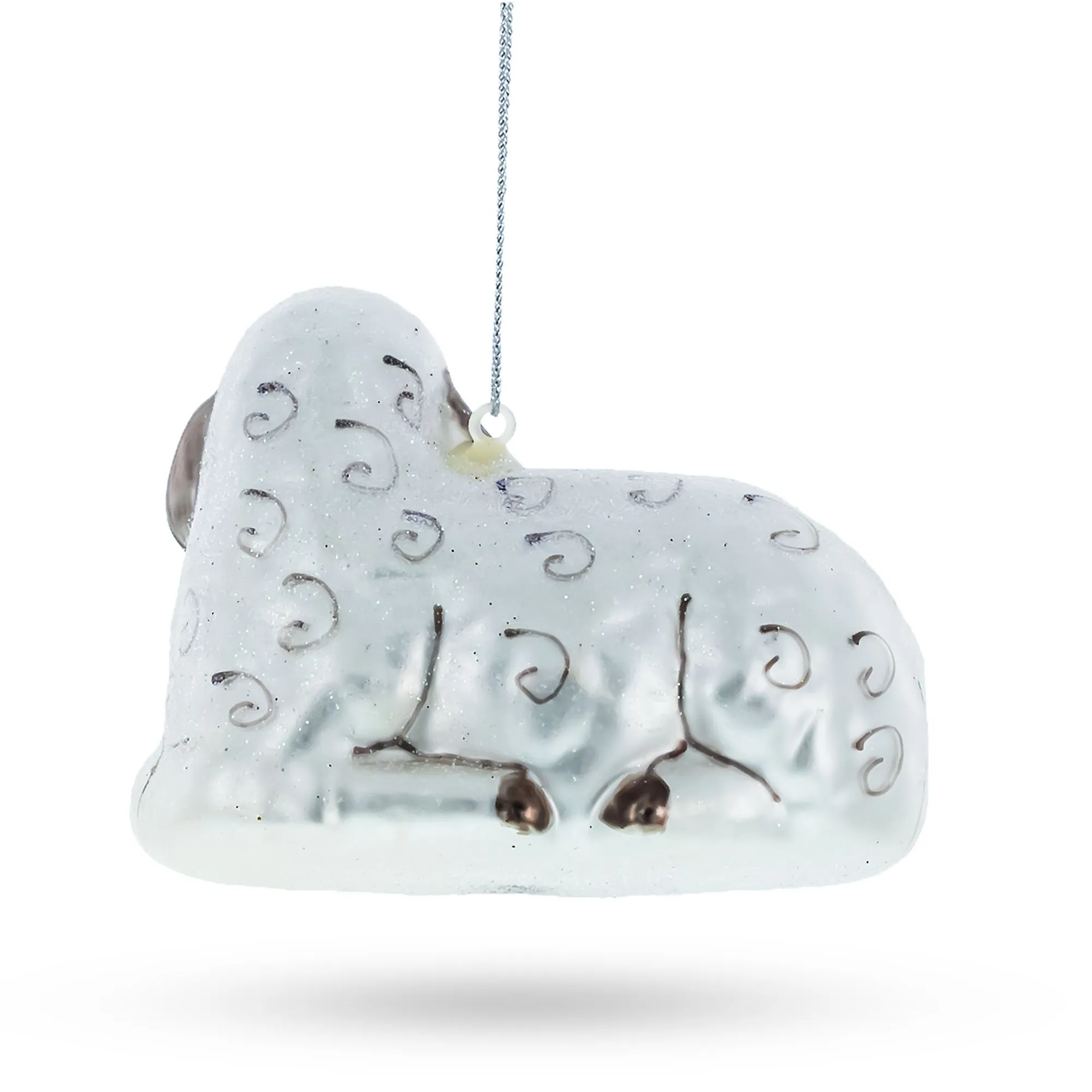 Charming Sheep Family - Blown Glass Christmas Ornament