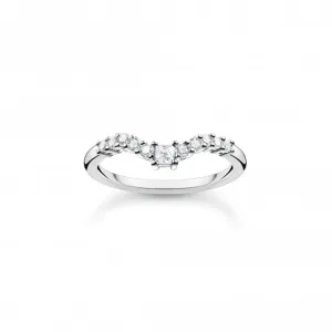 Charming Sterling Silver White Stones Ring TR2398-051-14