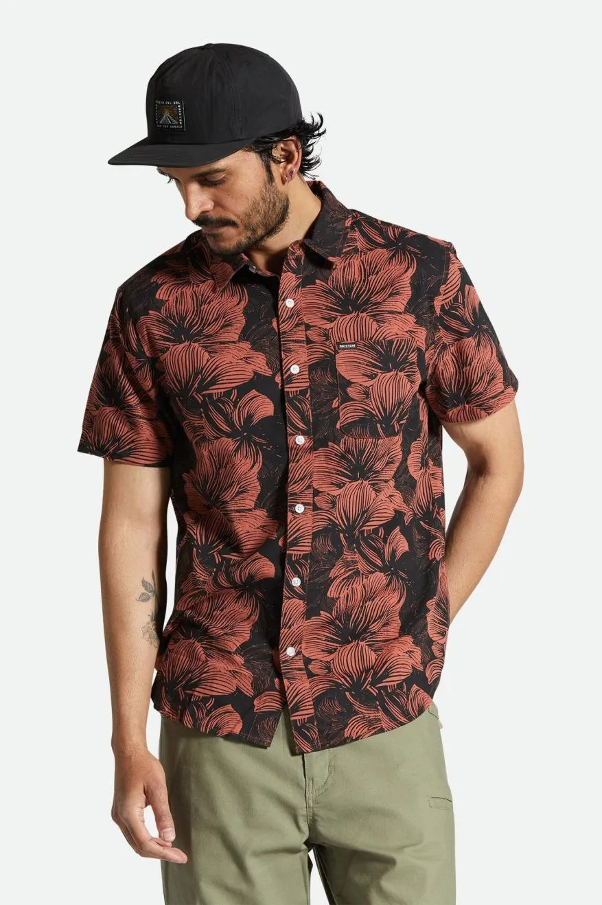 Charter Print S/S Woven Shirt - Washed Black/Terracotta Floral