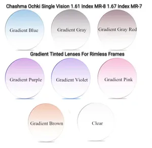 Chashma Ochki Single Vision Gradient Tint 1.61 & 1.67 Index MR 7/8 Lenses