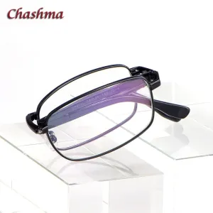 Chashma Ochki Unisex Full Rim Square Titanium Foldable Eyeglasses 8923