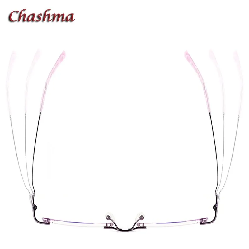 Chashma Ochki Women's Rimless Irregular Rectangle Titanium Eyeglasses Tinted Lenses 52008