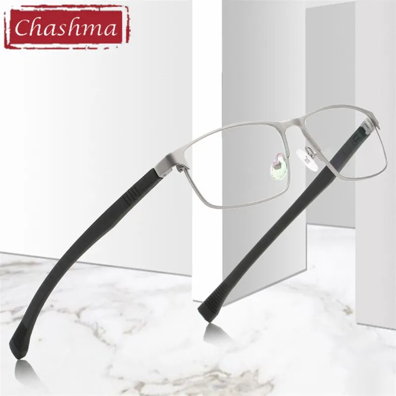 Chashma Ottica Men's Full Rim Square Tr 90 Stainless Steel Alloy Sport Eyeglasses 3076