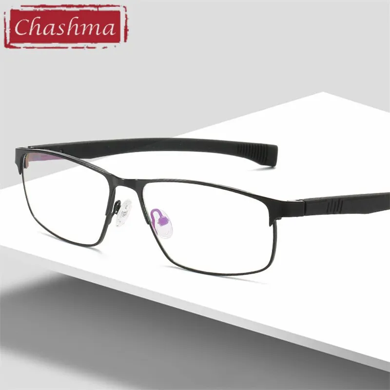 Chashma Ottica Men's Full Rim Square Tr 90 Stainless Steel Alloy Sport Eyeglasses 3076