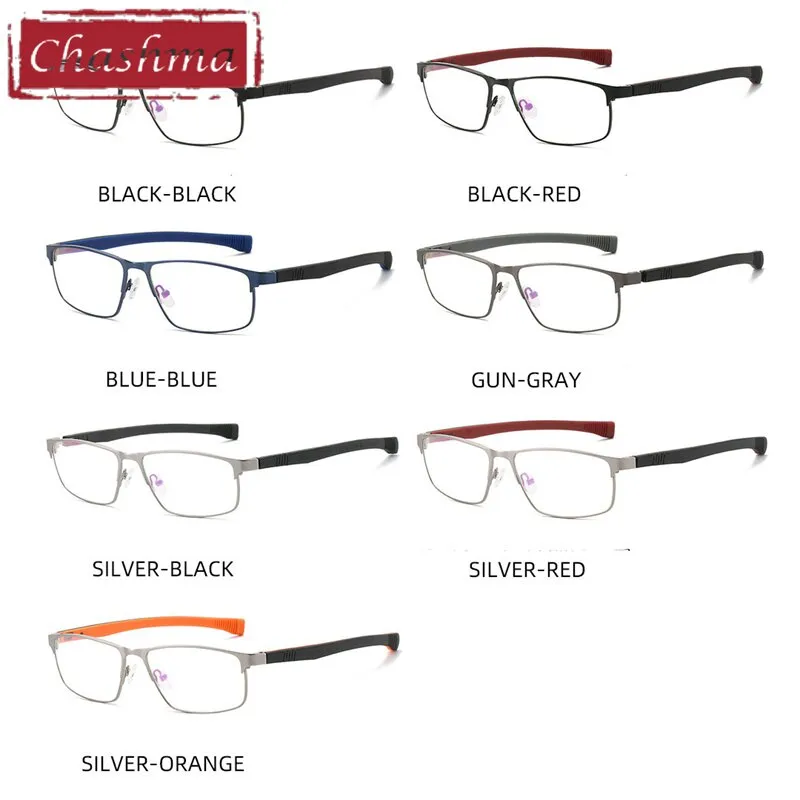 Chashma Ottica Men's Full Rim Square Tr 90 Stainless Steel Alloy Sport Eyeglasses 3076