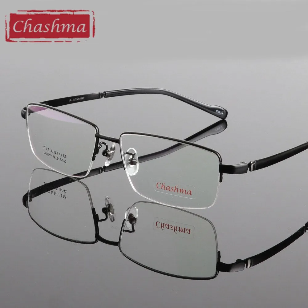 Chashma Ottica Semi Rim Oversized Square Titanium Eyeglasses 8911