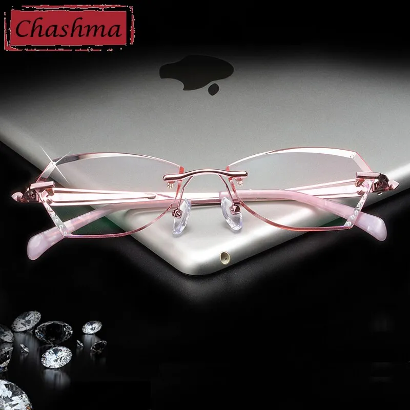 Chashma Ottica Women's Rimless Oval Rectangle Titanium Alloy Eyeglasses Tinted Lenses B025