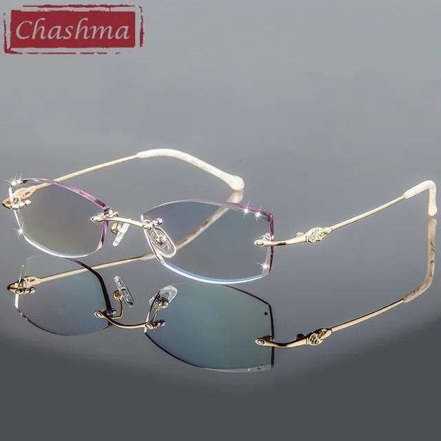 Chashma Women's Rimless Eyeglasses Diamond Cut Tint Lenses 3085