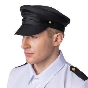 Chauffeur Doorman Cap Black Hat 60s Retro Fancy Dress