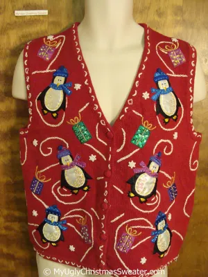 Cheap Happy Penguins Christmas Sweater Vest