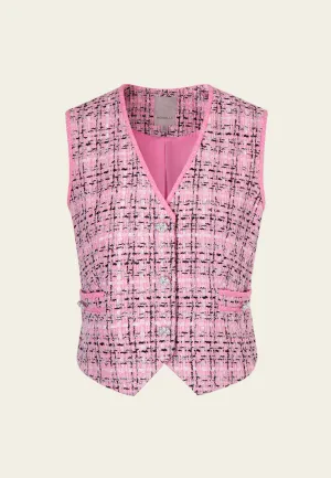 Check Button Fastening Tweed Waistcoat