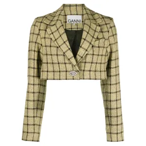 Check Suiting Cropped Blazer