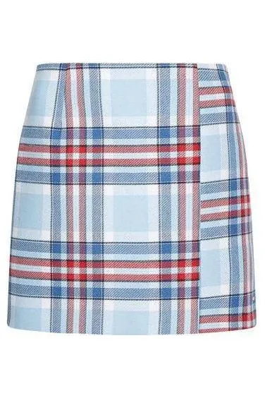 CHECK WRAP SHORT SKIRT