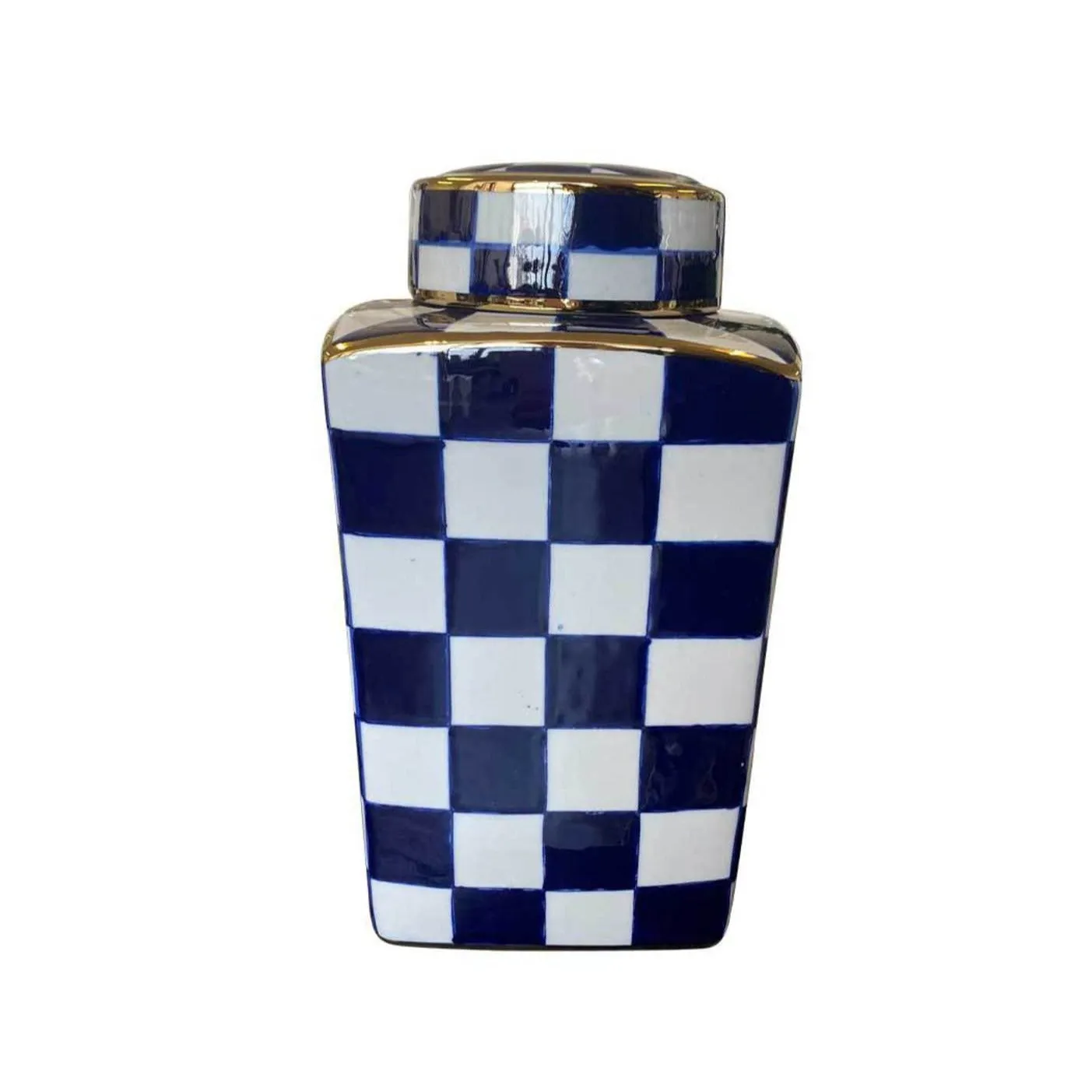 Checked Blue and White Vase Large