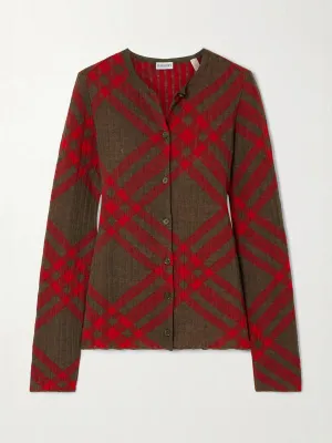 Checked jacquard-knit sweater