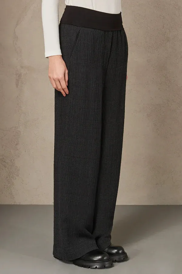 Checked Palazzo Trousers - Anthracite