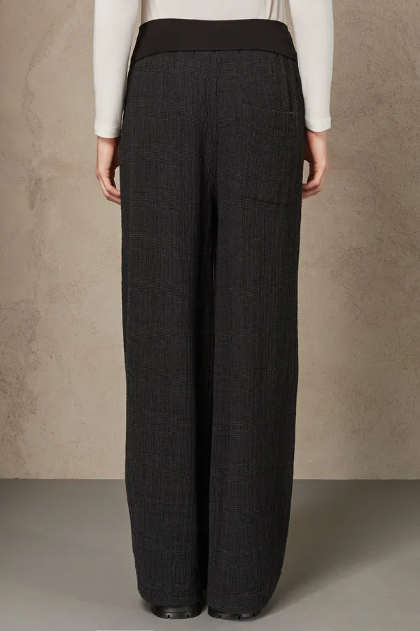 Checked Palazzo Trousers - Anthracite