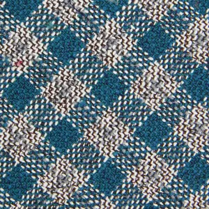 Checked Wool / Silk Bespoke Tie - Cyan / Beige