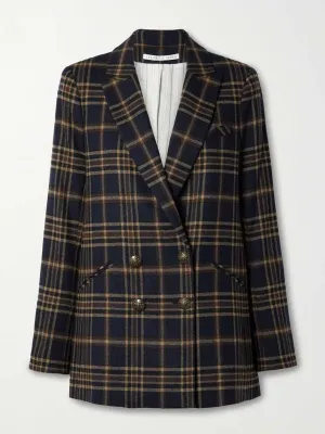 Checked woven blazer