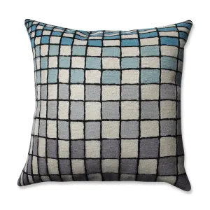 Checker Board Grey-Blue-Cream 16.5-Inch Throw Pillow