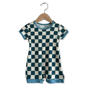 Checker Me Out Mini Ribbed Kid's Shorty Romper