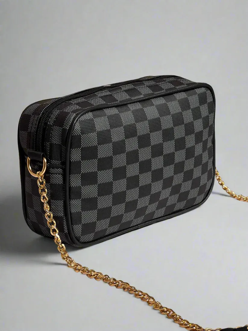 Checkered Crossbody Bag “Black-Grey