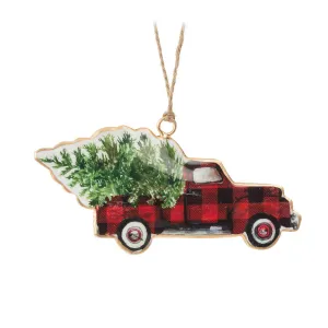 Checkered Truck with Tree Ornament