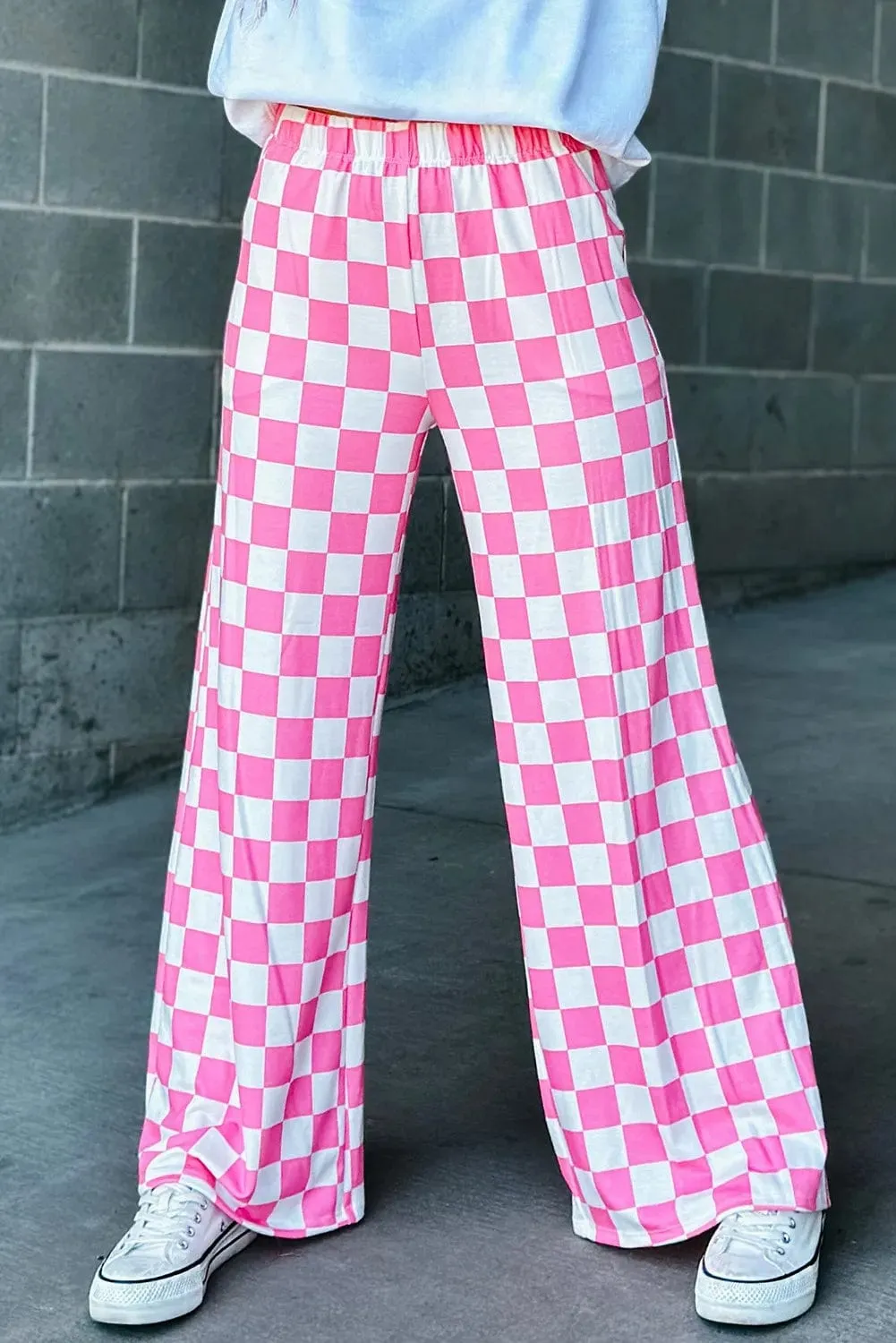 Checkered Wide Leg Pants