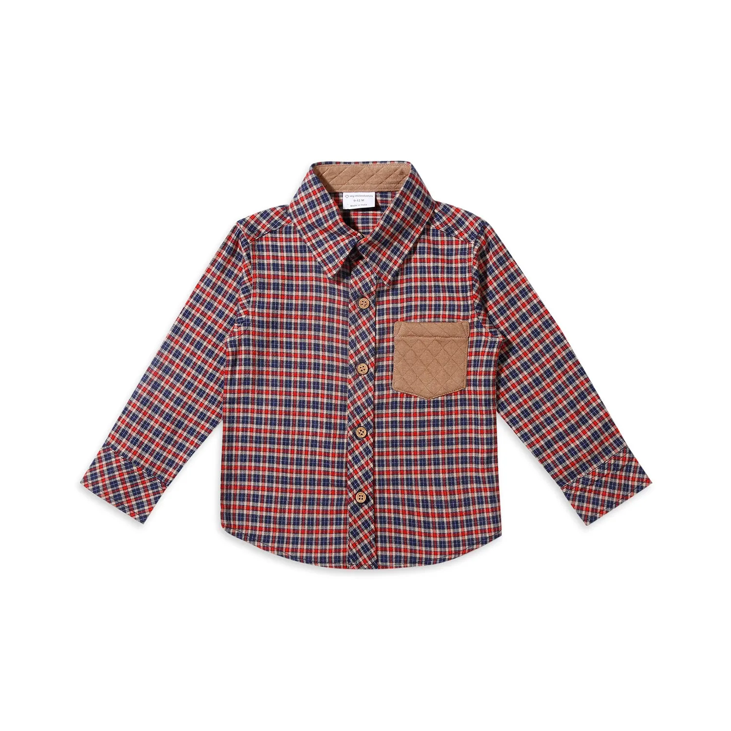 Checks Shirt With Brown Quilted Pocket