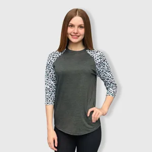 Cheetah Charcoal Green Polyester Top