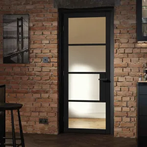 Chelsea 4 Pane Black Painted Internal Door - Clear Glass - Prefinished