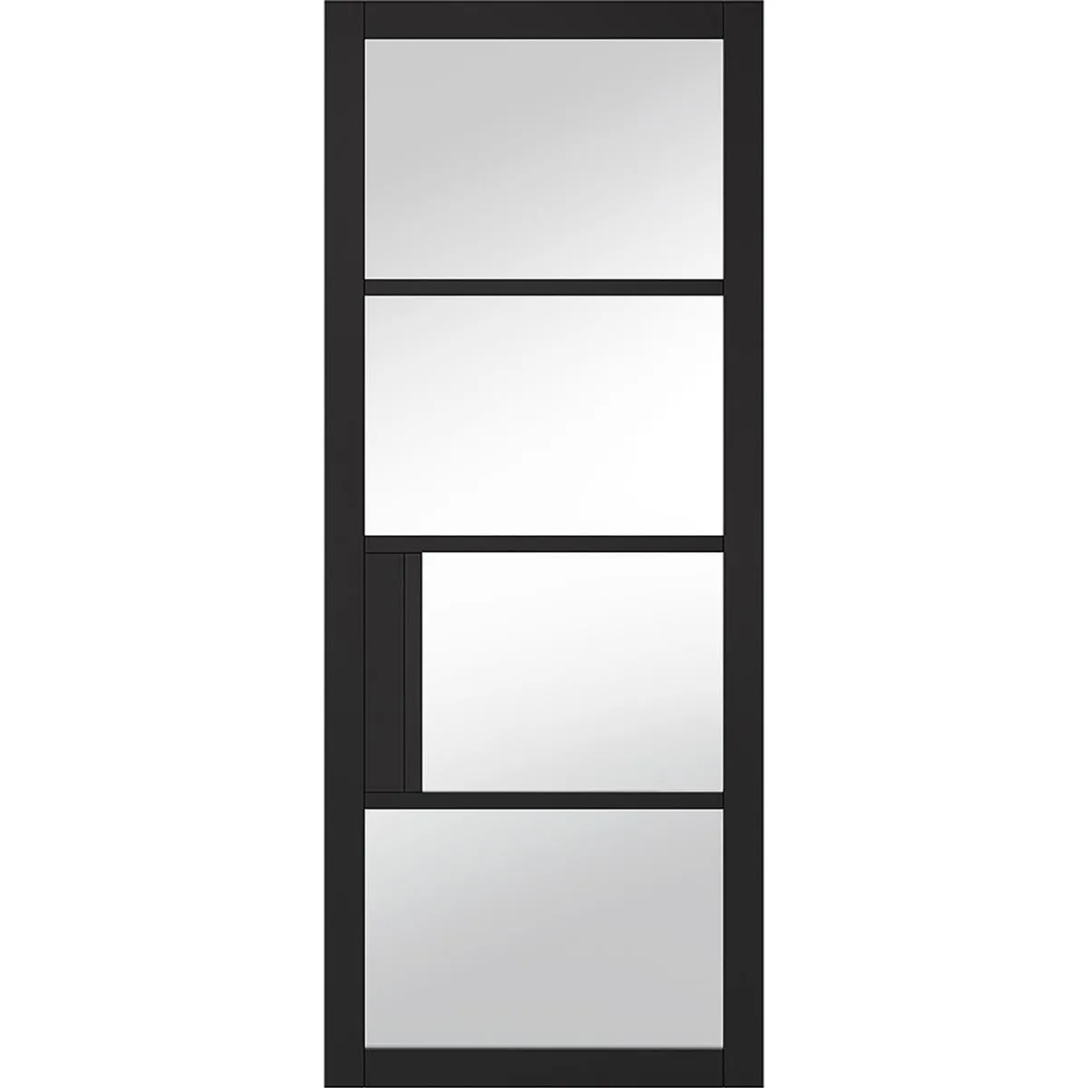 Chelsea 4 Pane Black Painted Internal Door - Clear Glass - Prefinished