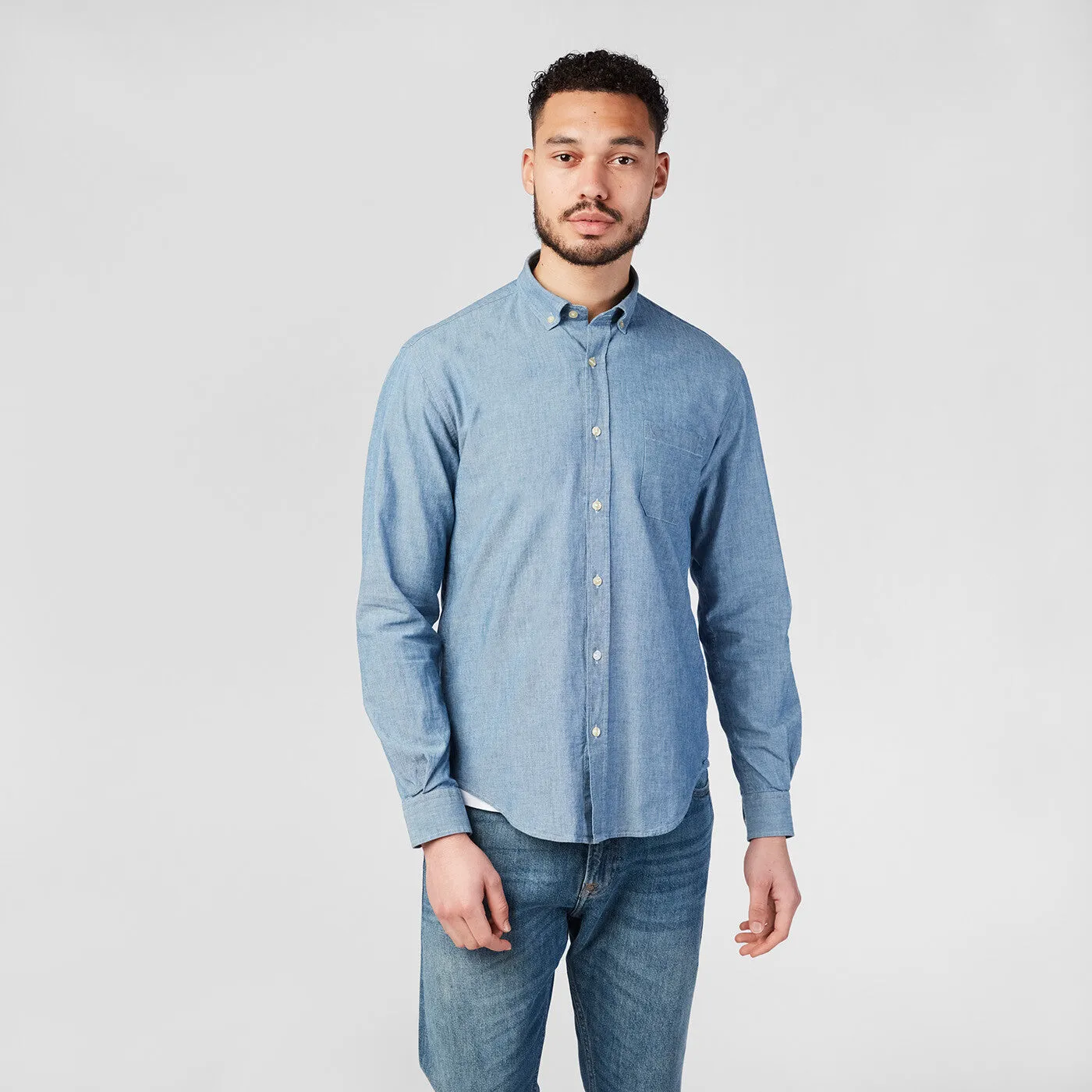 Chemise chambray à manches longues