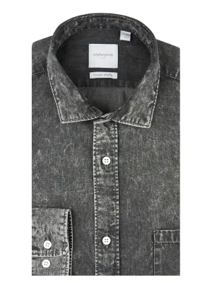 Chemise Coupe Droite En Denim Gris