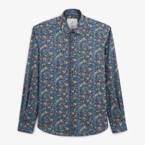 Chemise imprimé fleuri bleu indigo