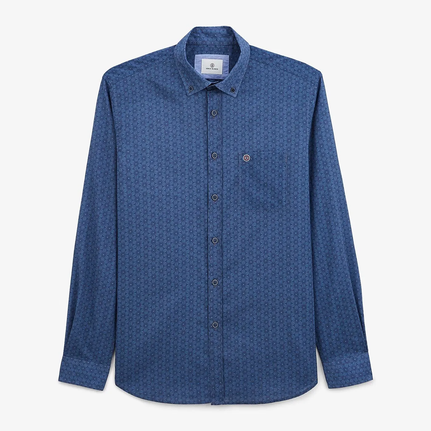 Chemise imprimé géométrique bleu azur