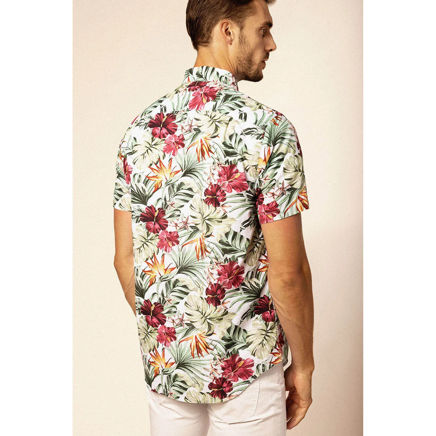 Chemise Manches Courtes À  Imprimé Floral En Coton Biologique