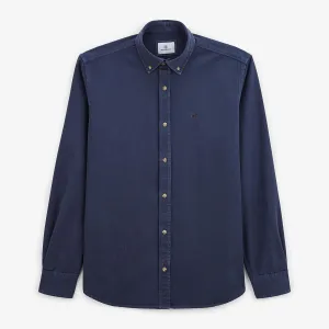 Chemise épaisse en coton unie bleu indigo