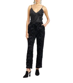 Chenille Lace Slim Pants Black