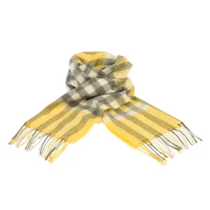 Chequer Tartan 90/10 Cashmere Scarf Bar  Yellow