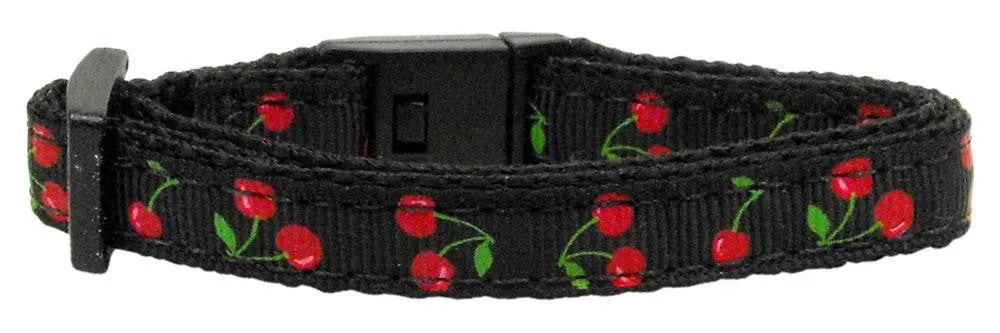 Cherries Nylon Collar Black  Cat Safety