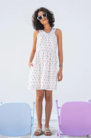 CHERRY BLOSSOM DRESS- PINK COTTON HAND BLOCK PRINTED