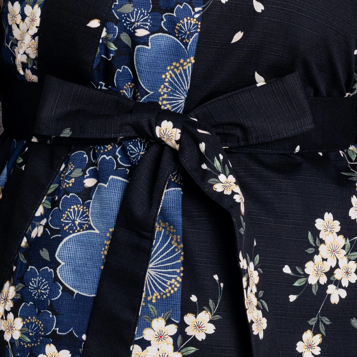 Cherry Blossom Print Long Navy Yukata